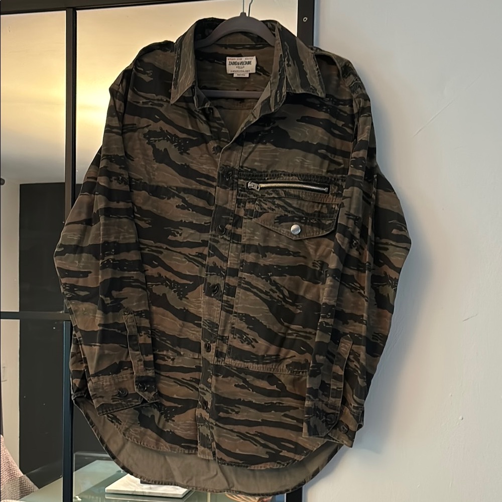 Zadig & Voltaire Green and Brown Lightweight Shirt Jacket
